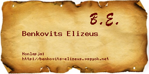 Benkovits Elizeus névjegykártya